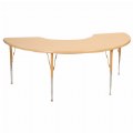 Nature Color 36" x 72" Half Moon Table with 21-30" Adjustable Legs - Natural