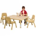 Nature Color Chunky 30"x36" Toddler Table with 12-16" Adjustable Legs - Natural