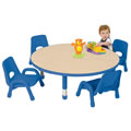 Alternate Image #5 of Nature Color Chunky 42" Round Toddler Table with 12" - 16" Adjustable Legs - Blue