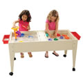 24"H Double Mite Sand and Water Table with 2 Mega Trays
