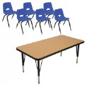 Thumbnail Image of 30 x 60 Table with Six Dark Blue Chairs - 13.5" Seating Ht - 2-5 yrs