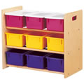 Tote Storage Rack W/Colored Trays
