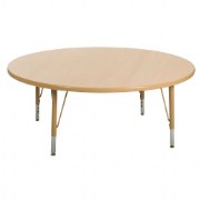 Nature Color 48" Round Table with 21-30" Adjustable Legs