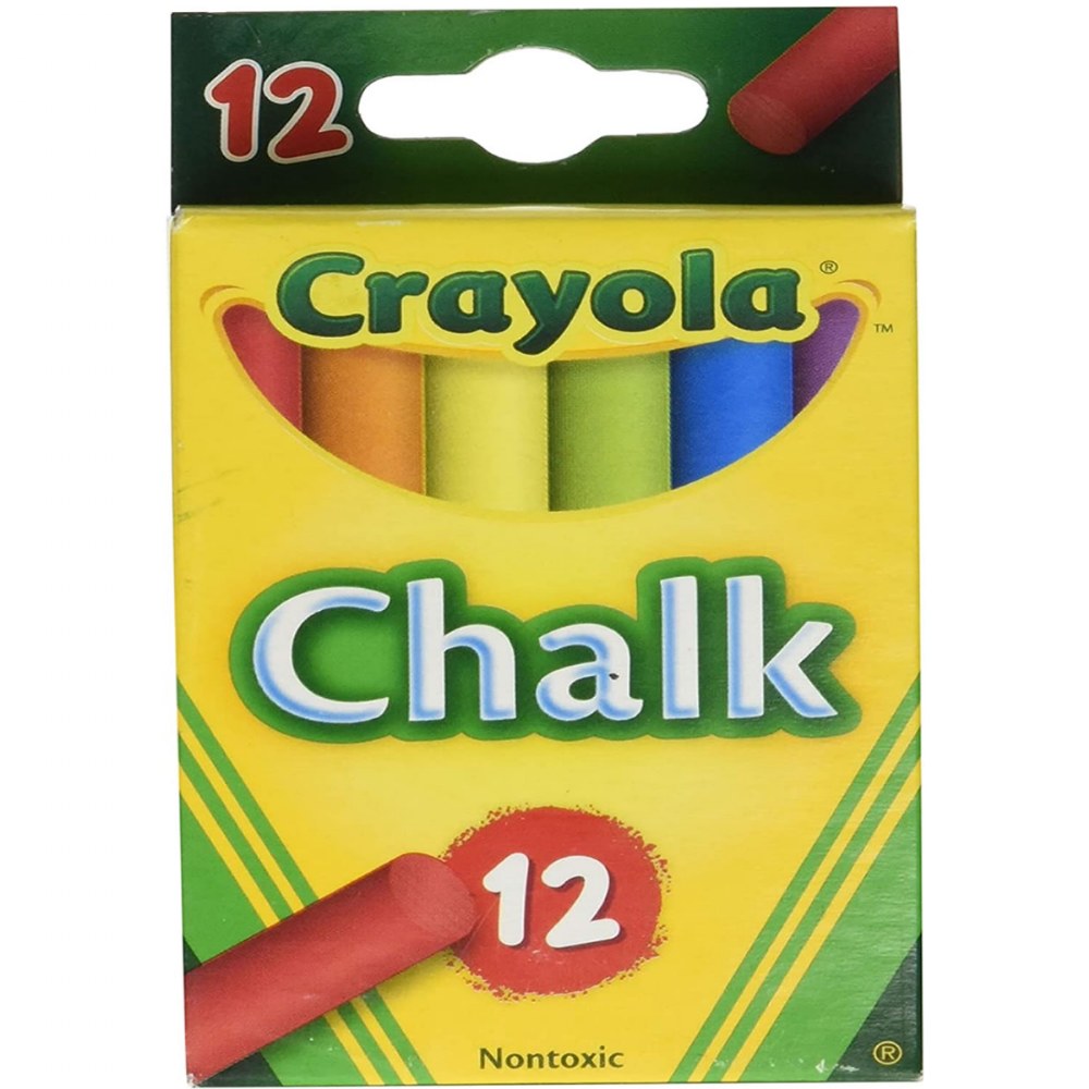 Box of 12 Assorted Coloured Chalk Sticks Blackboard 