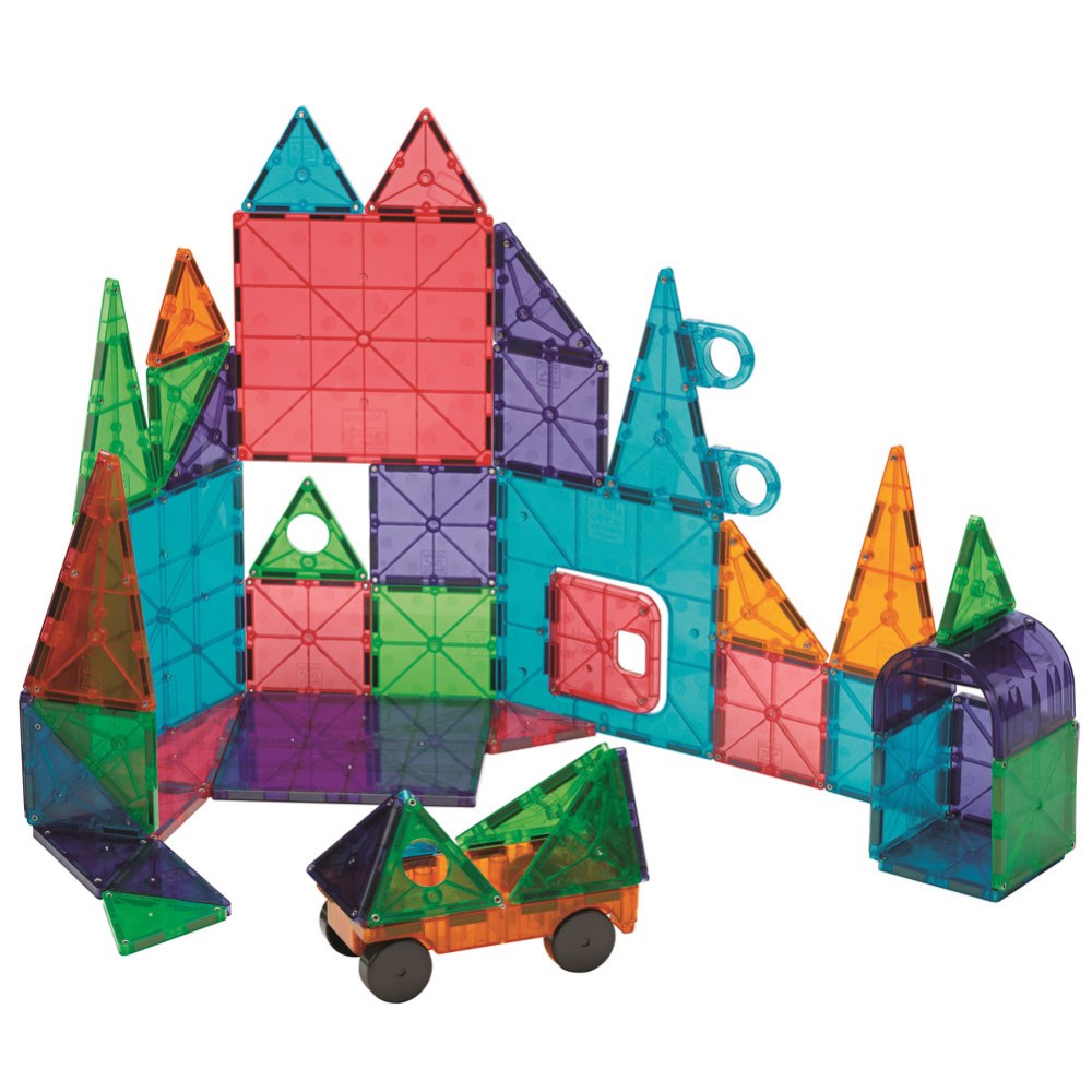 Magna-Tiles 3-D Building Set, Clear Colors - 100 pieces