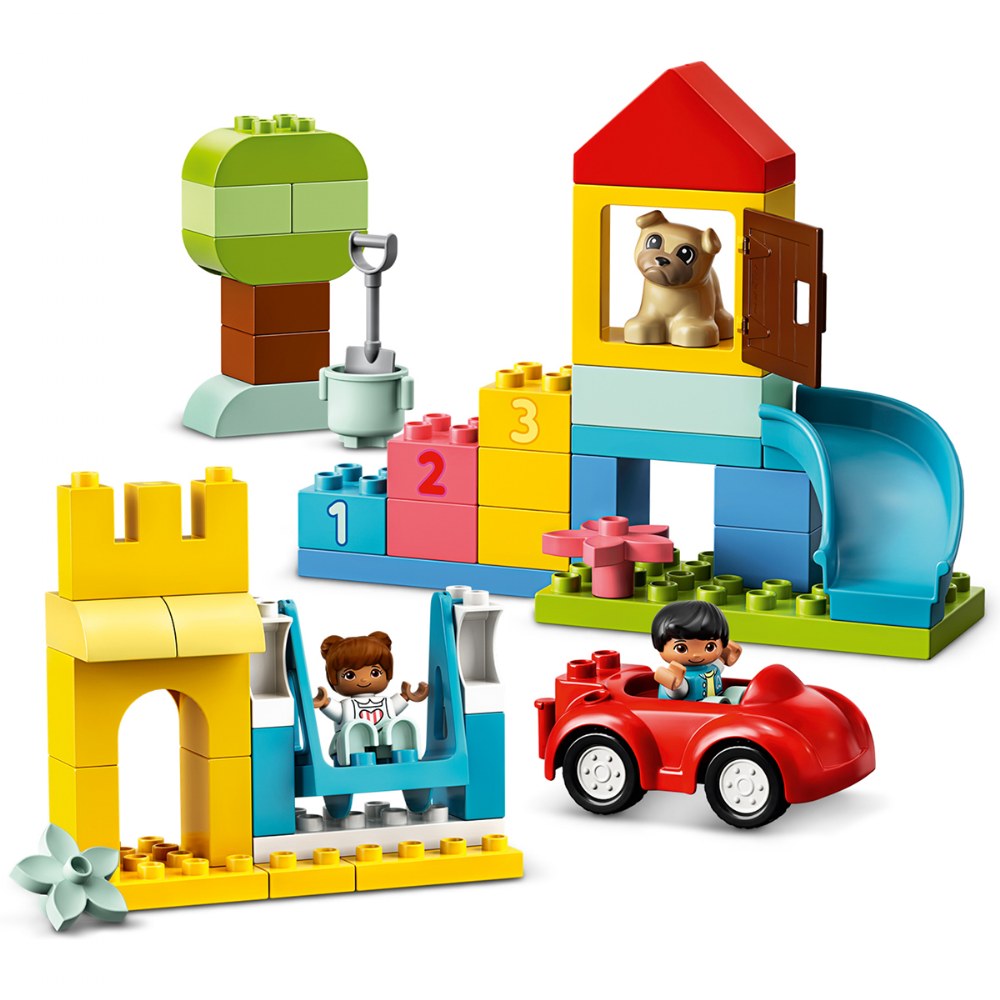LEGO DUPLO Classic Deluxe Brick Box 10914 Starter Set - Features Storage  Box, Bricks, Duplo Figures, Dog, and Car, Creative Play, Great Early  Learning
