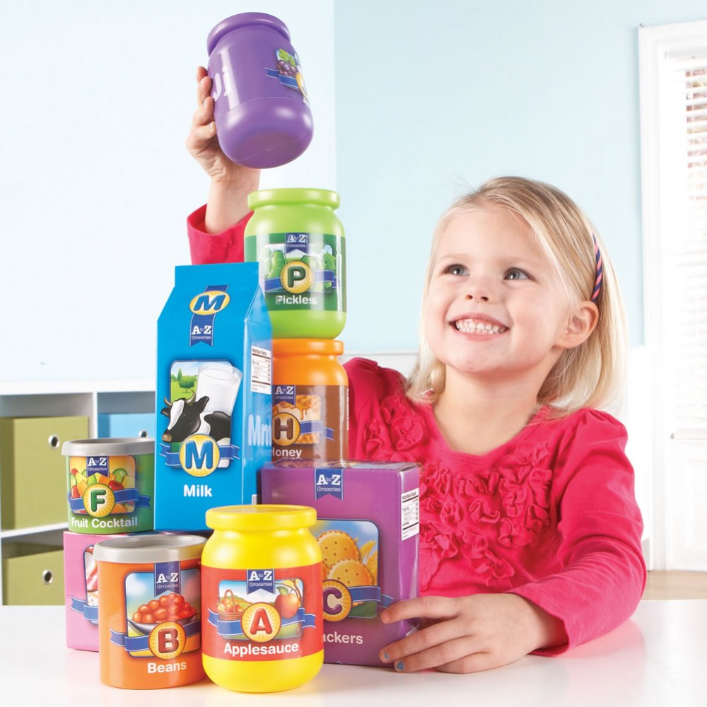 Learning Resources A To Z Alphabet Groceries Toy - 26 Piece Food Set For Letter Learning & Pretend Play