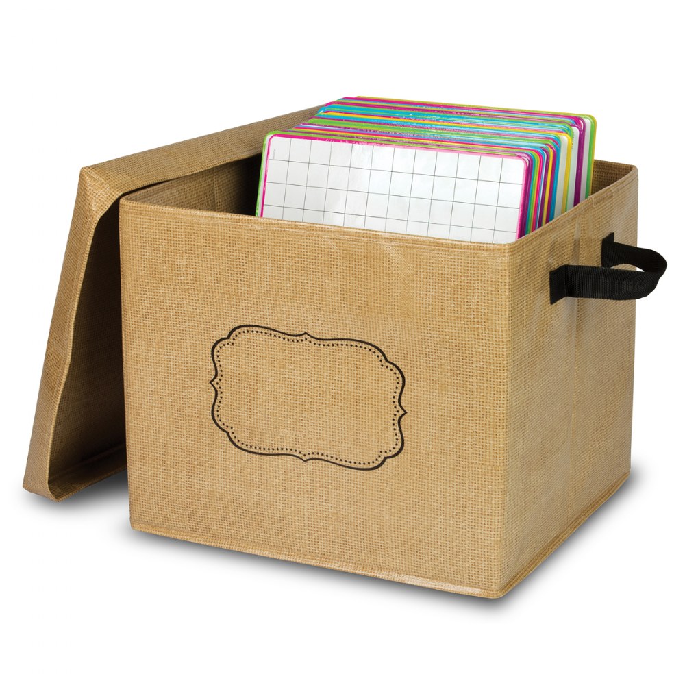 Teacher Created Burlap Foldable Small Storage Bin, 8 x 11 x 5