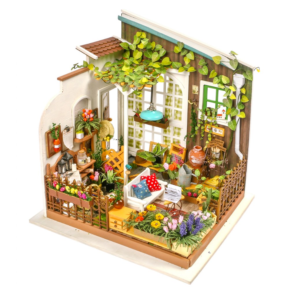 DIY Wooden Doll House Kit Wooden Puzzle Dollhouse Japanese Traditional Garden Scenery 3D Wooden Puzzle Mechanical Model Building Kit