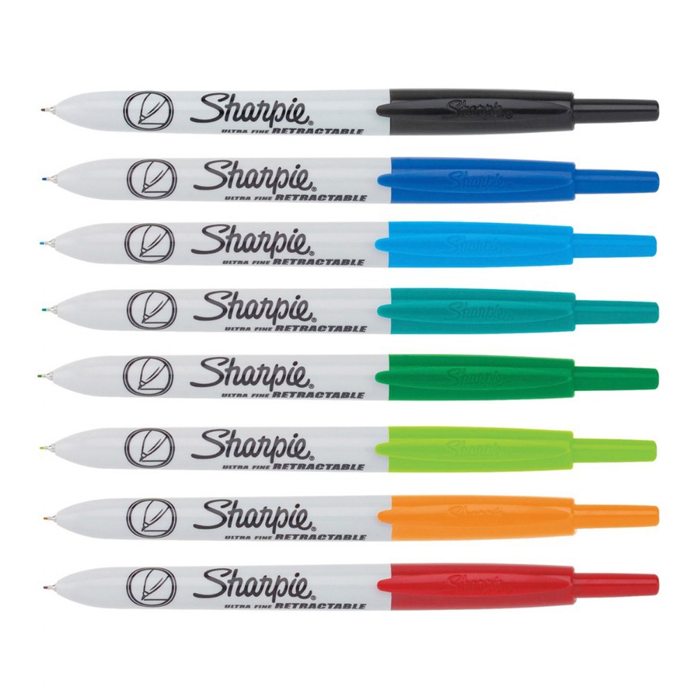 SHARPIE Retractable Permanent Markers, Ultra Fine Point, Assorted Colors, 8  Count
