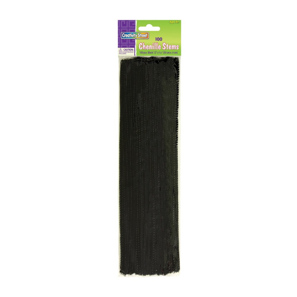 50 x Chenille Stems / Pipe Cleaners - BLACK