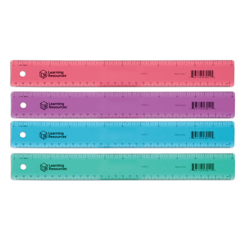 12” Flexible SAFE-T® Plastic Beginner Rulers, Set of 12