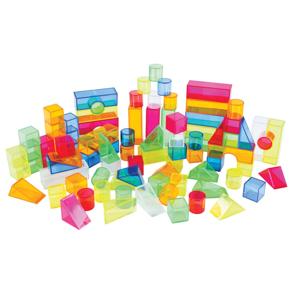 Excellerations® STEM Translucent Light Blocks - Set of 100 in a Bin