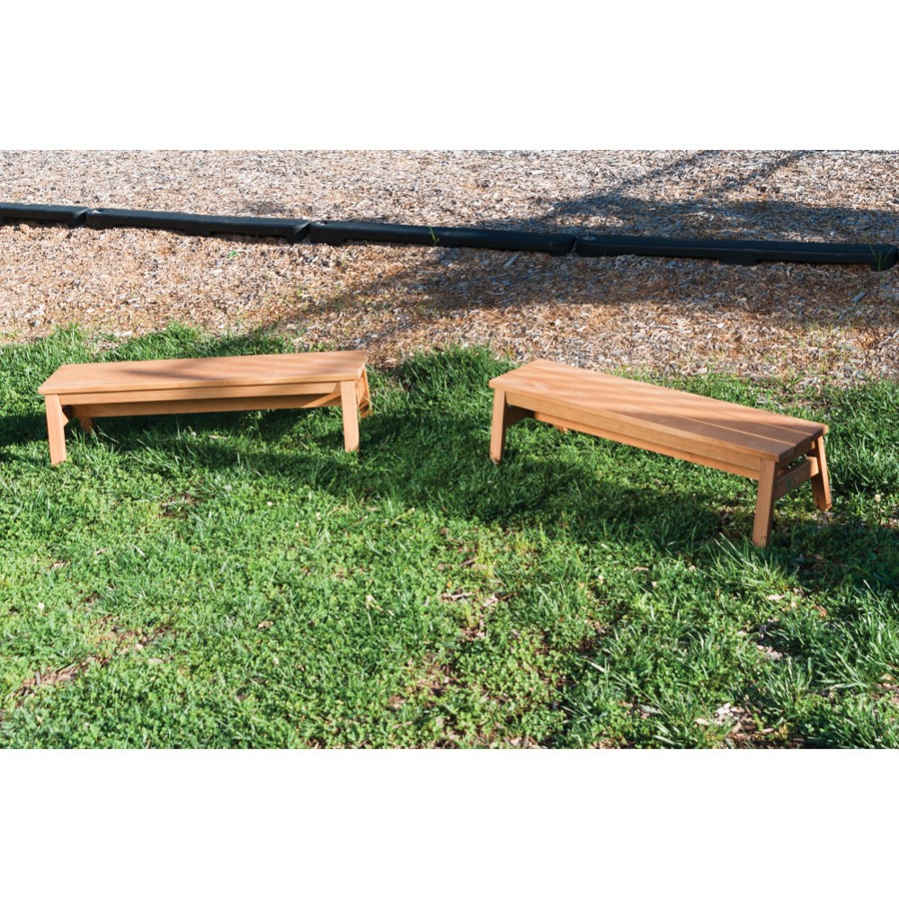 Outdoor Wooden Stacking Benches Set of 2