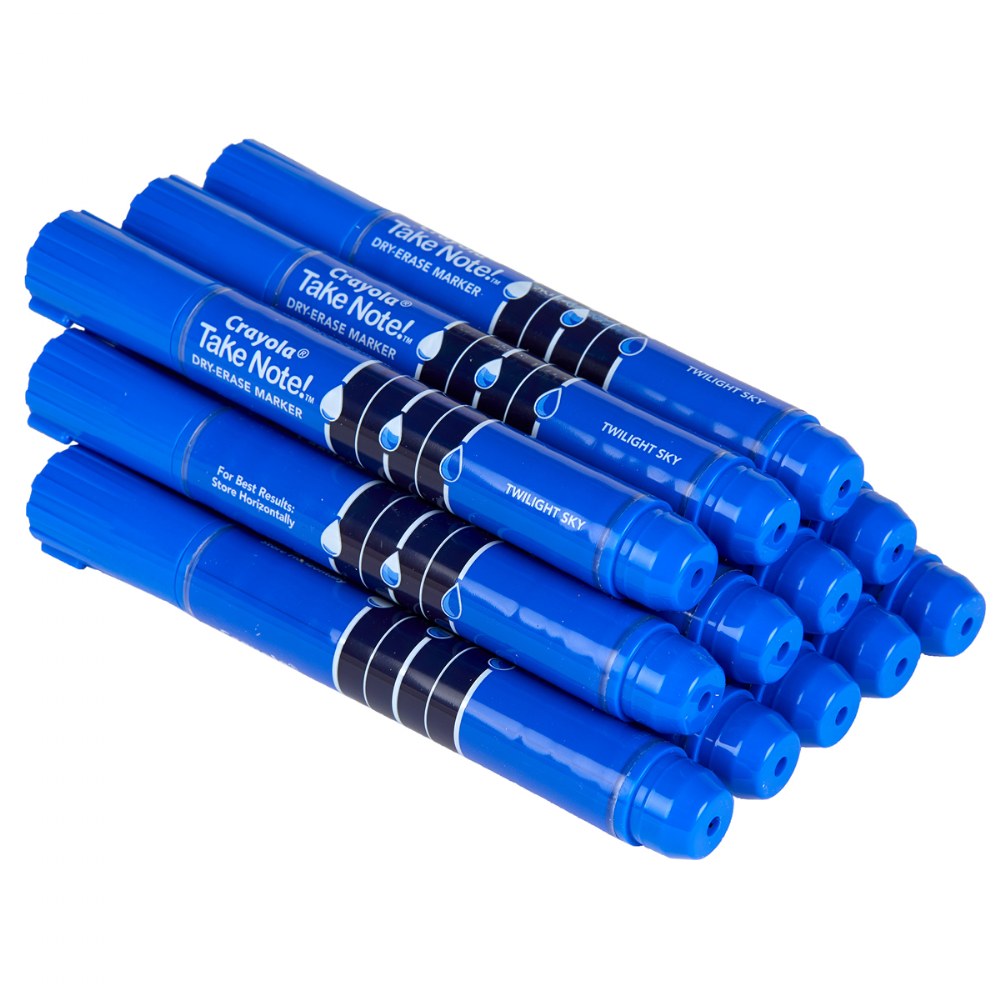 Take Note Dry Erase Broad Line Markers Blue Set of 12