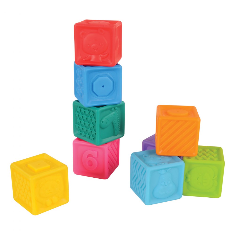 Squeezable Textured Stacking Blocks - 9 Pieces