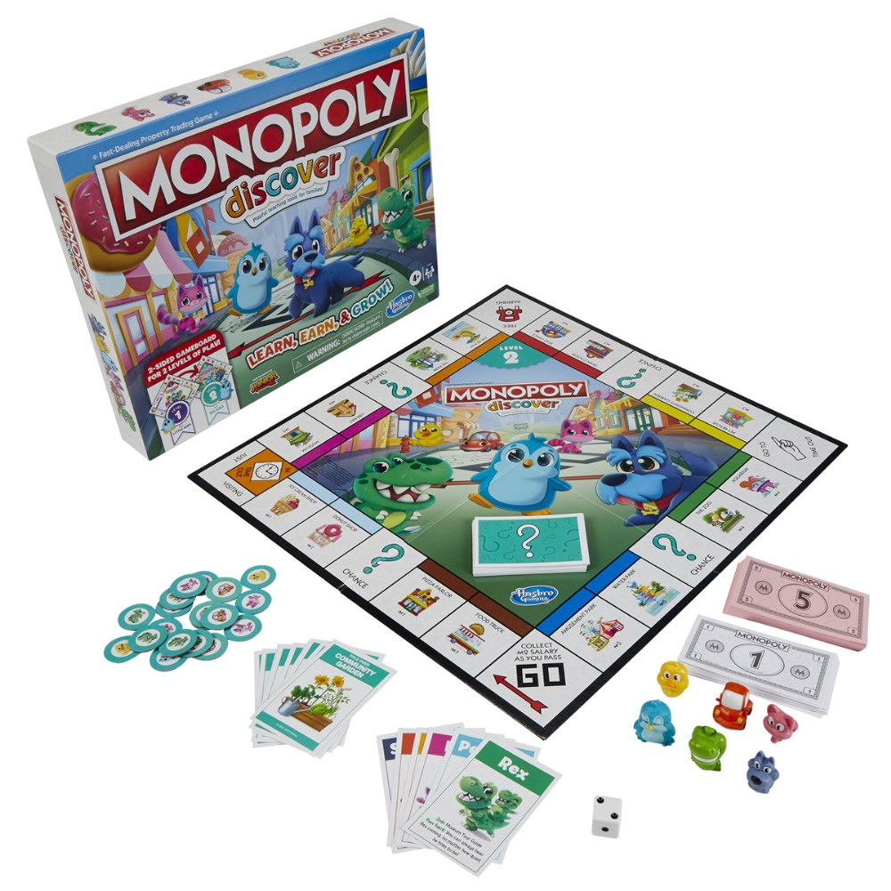Monopoly Discover Board Game for Kids Ages 4+, 2-Sided Gameboard, Playful  Teaching Tools for Families