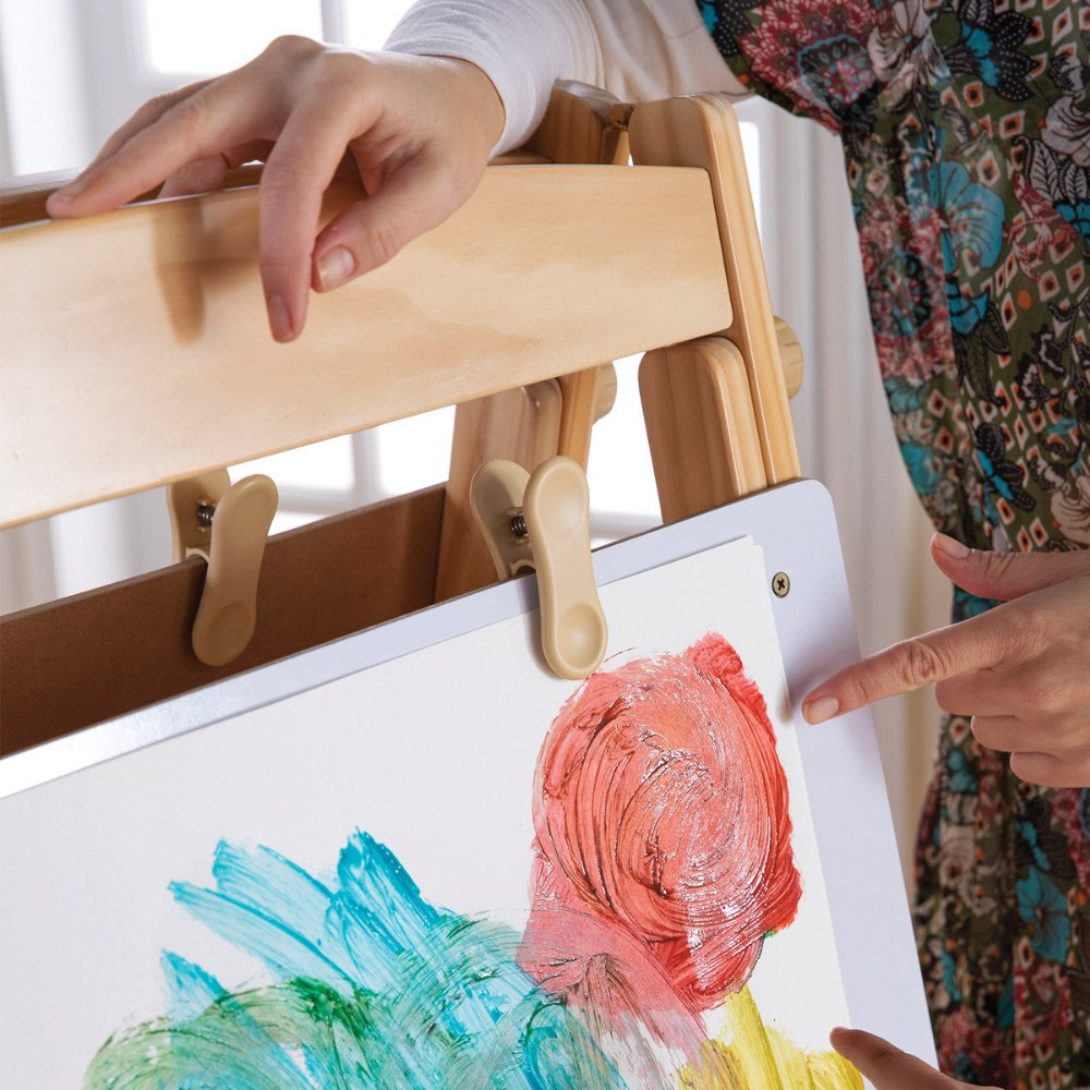 Classroom Easel, 4-Sided Adjustable Kid's Art Easel with Plywood Art  Surface and Red Trays