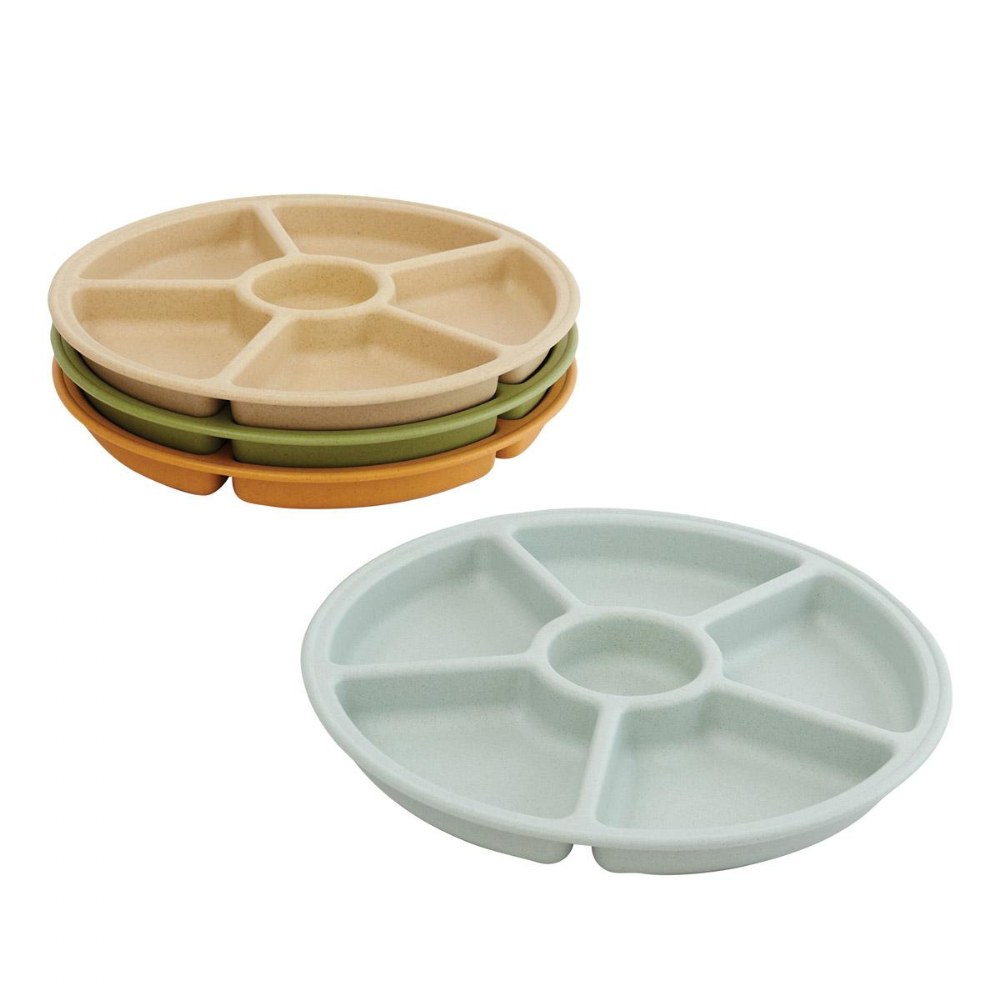 Plastic Divided Serving Platter Trays with Lids (Light Blue, 2