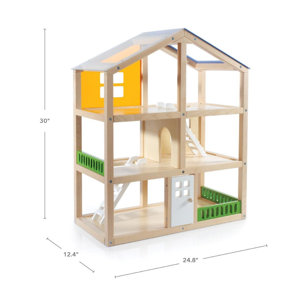 Modern Dollhouse with garage, Wooden dollhouse