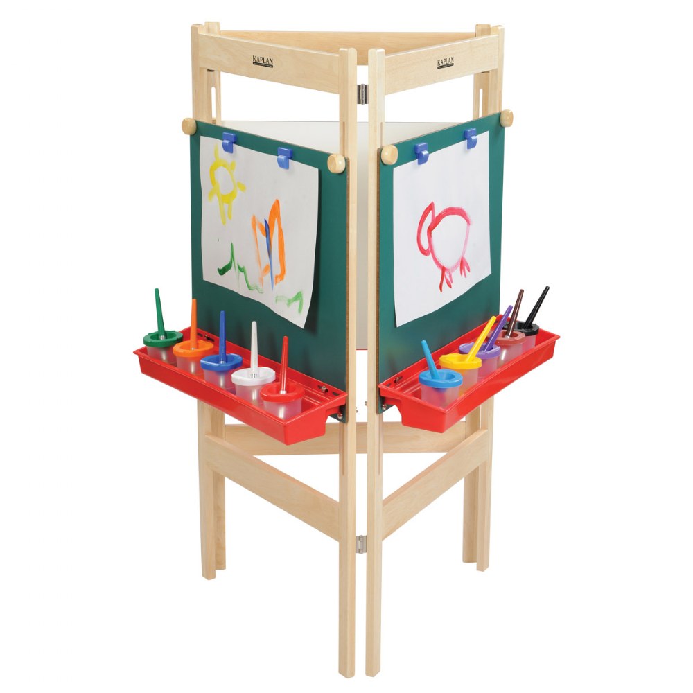 Easel, Double Sided Art Easel for Toddlers with Acrylic Art Surface and Red  Trays