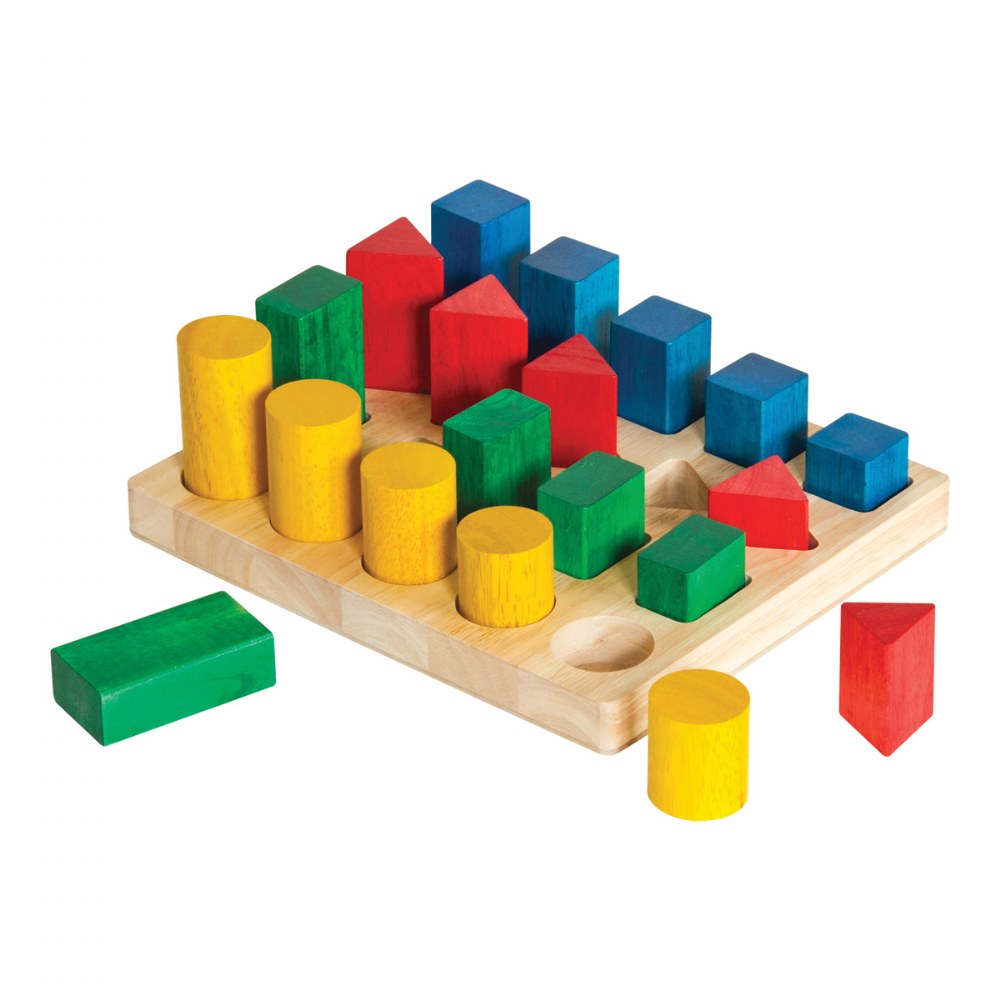 Wooden Peg Board Toddler Toys Children's Math Learning Color Row