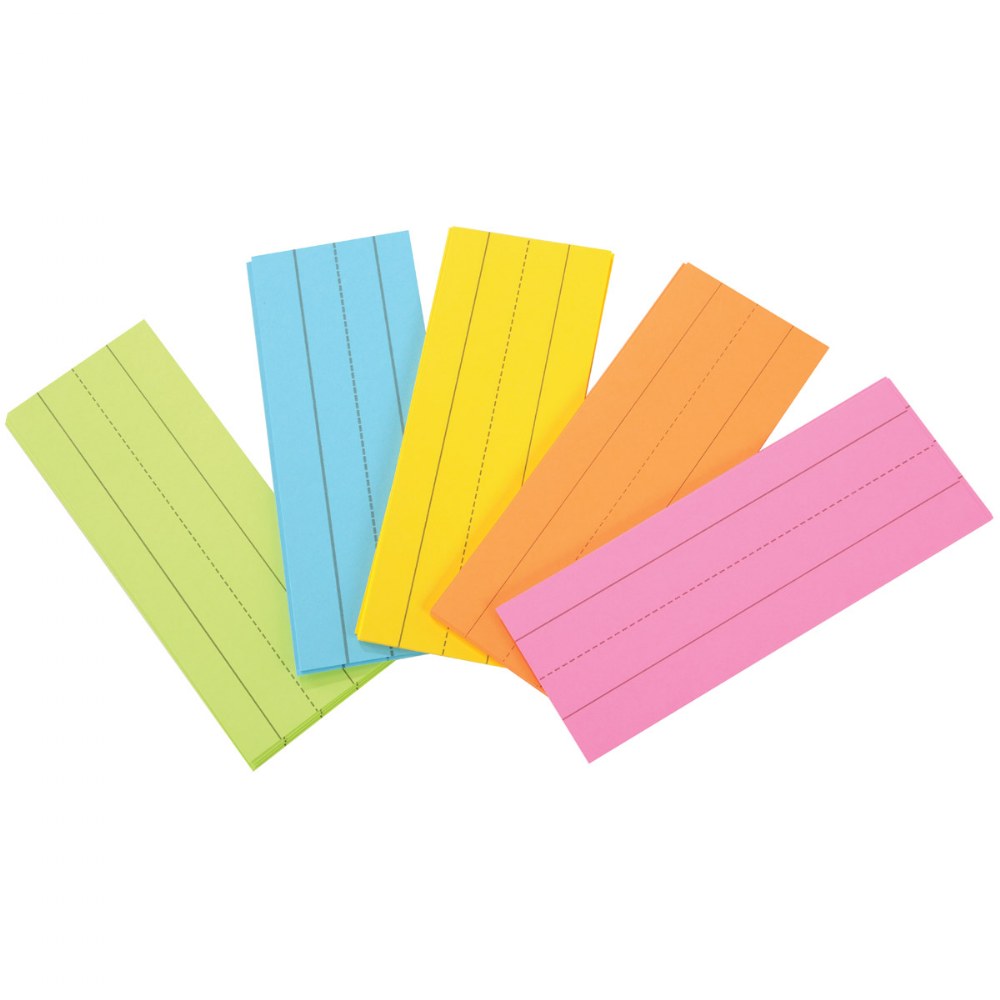 Classroom Vocabulary Word Strips Ruled Multicolor Writing Cards 75 per pack
