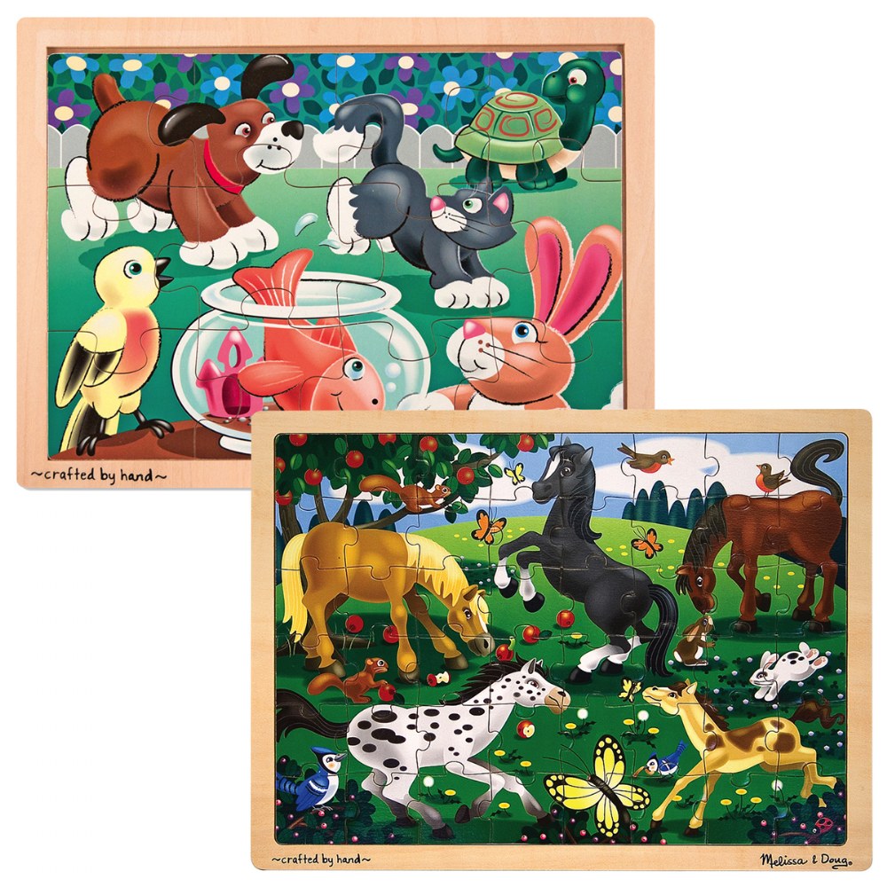 Wooden Jigsaw Puzzle Set - Set of 4 Puzzles