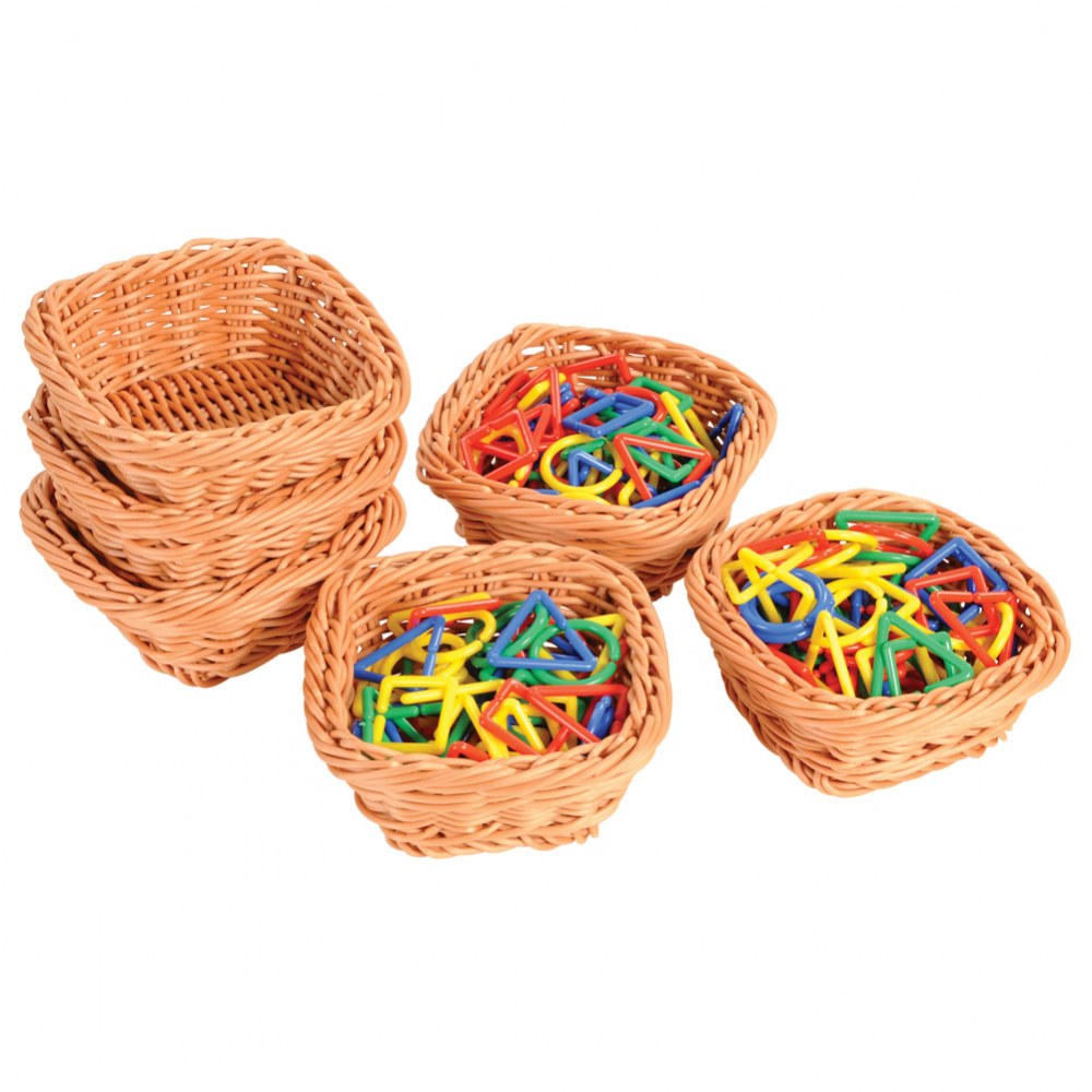 Square Plastic Woven Baskets for Classroom Sorting and