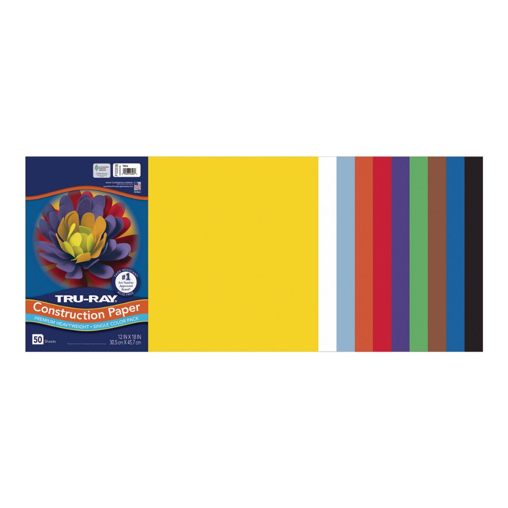 Tru-Ray Construction Paper, Royal Blue, 12 in x 18 in, 50 Sheets per Pack, 5 Packs | PAC103049-5
