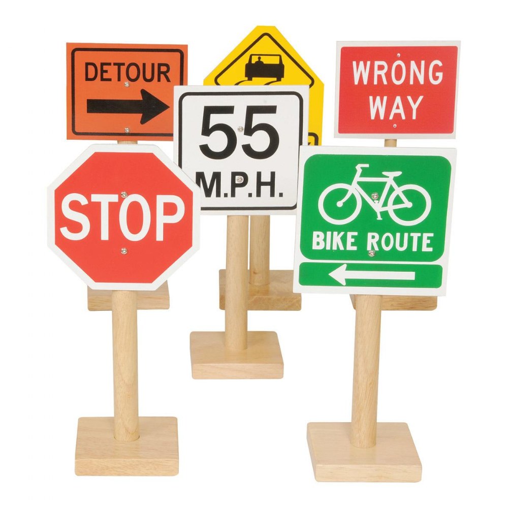 Deluxe International Traffic Signs with Wooden Bases