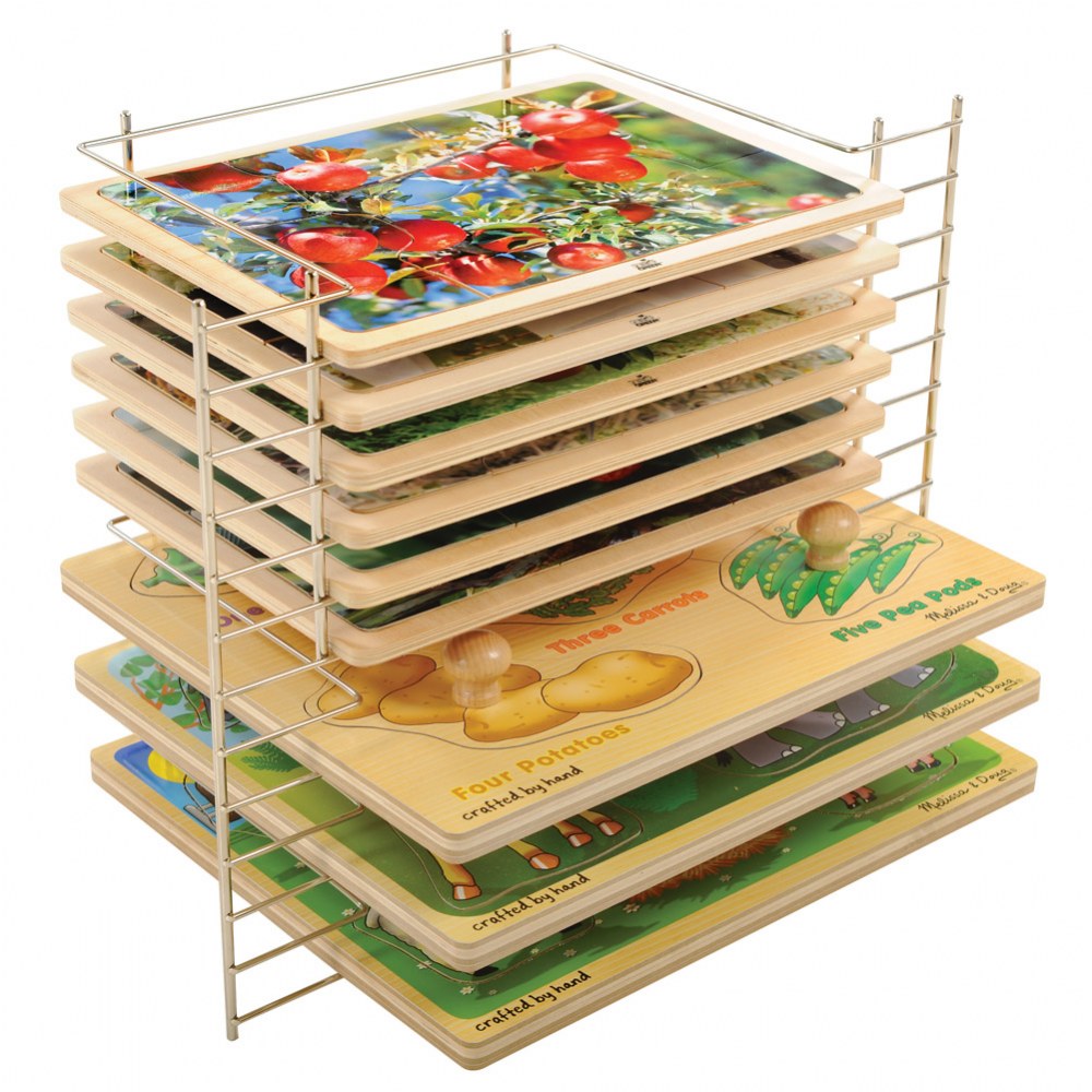 Melissa & Doug Puzzle Storage Rack - Wire Rack Holds 12 Puzzles