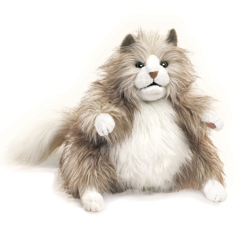 Cat Hand Puppet Beige and White