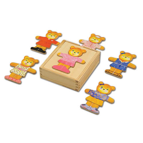 Kids Children Toys Wooden Bear Dress Up Jigsaw Puzzle Mix Matching Game CS 