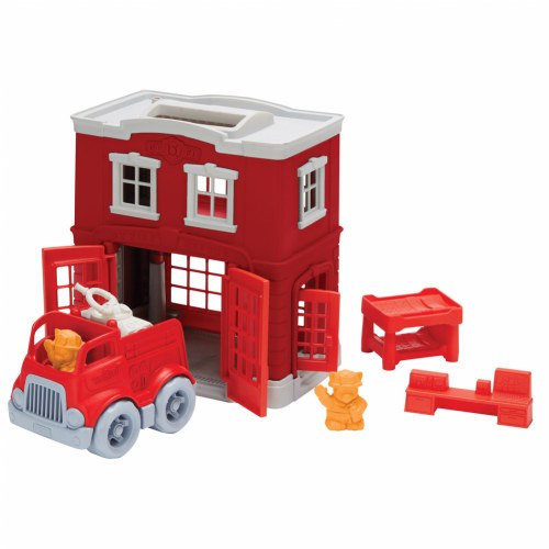 Eco-Friendly Fire Station and Fire Truck Playset