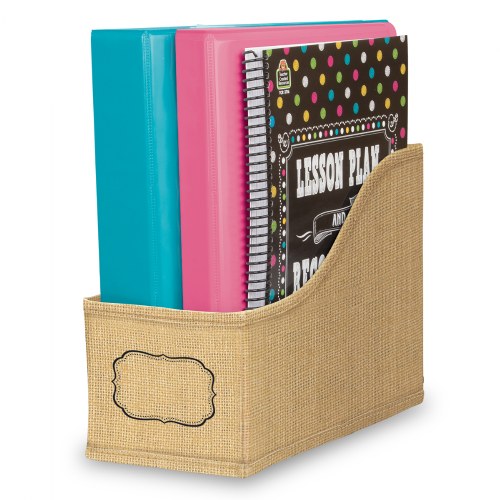 Burlap Book Bin