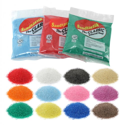 Classic 1 lb Rainbow Colored Play Sand 12 Color Assortment