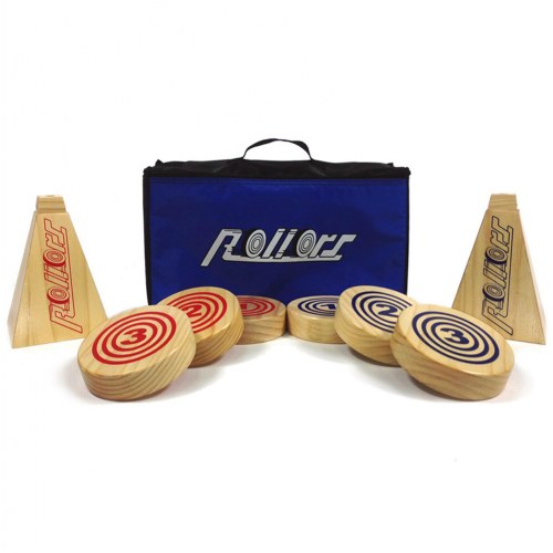Rollors Outdoor All Wood Game Combining Bocce, Horseshoes and Bowling