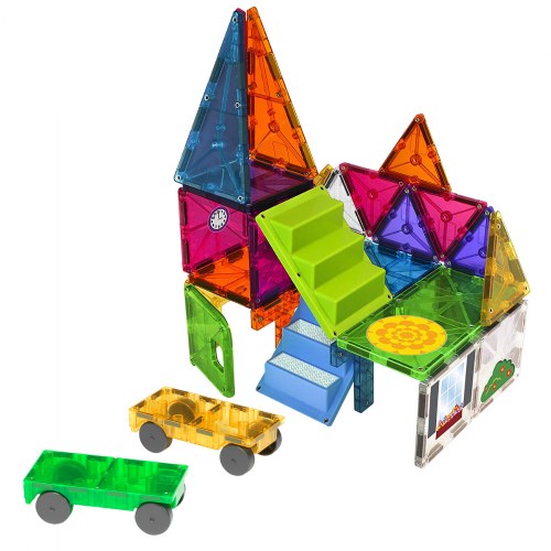 Magna-Tiles® 28 Piece Mixed Colors House & Car Expansion Set