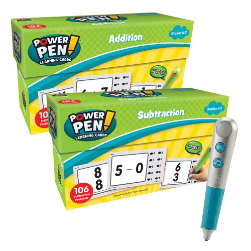 Power Pen Learning Math Quiz Cards - Addition, Subtraction & Hot Dots® Silver Talking Pen