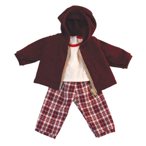 15" Boy Doll Clothes - Red Plaid 3 Piece Set