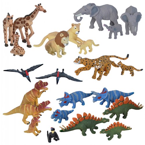 Nature Tube Dinosaurs and African Wildlife Set