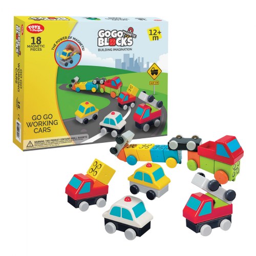 Go Go Working Cars - 18 Piece - Magnetic Blocks Set