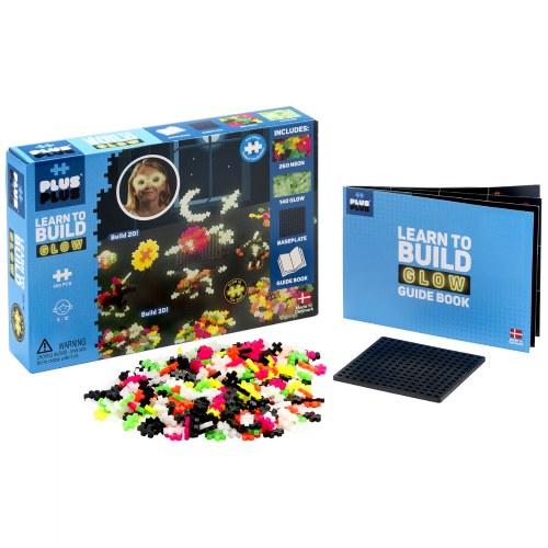 Plus-Plus® Learn to Build Glow in the Dark Mix - 400 Pieces & Baseplate
