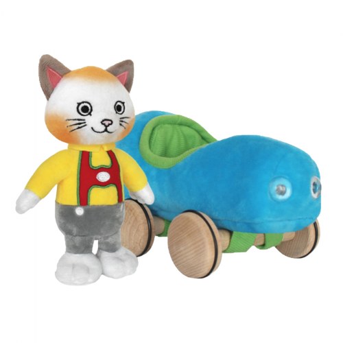 Huckle Cat Soft Toy With Car 7.5"