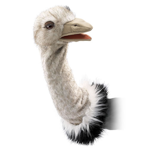Ostrich Stage Hand Puppet with Movable Mouth