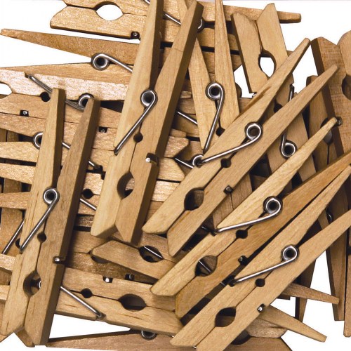 Wooden Spring Clothespins - 48 Pieces