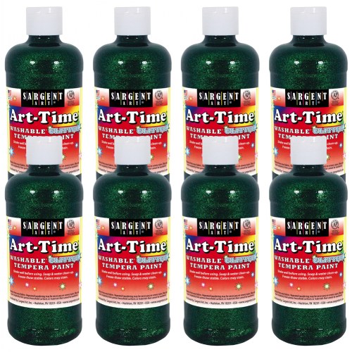 Glitter Paint 16 oz. Bottles - Set of 8 Green - Net Weight: 1 Gallon
