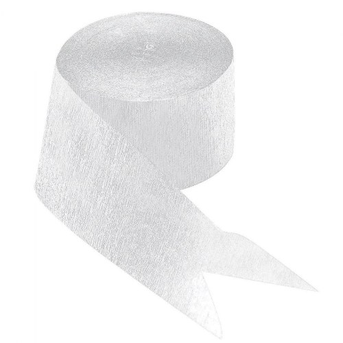 Crepe Paper Streamers - White - 81 Feet