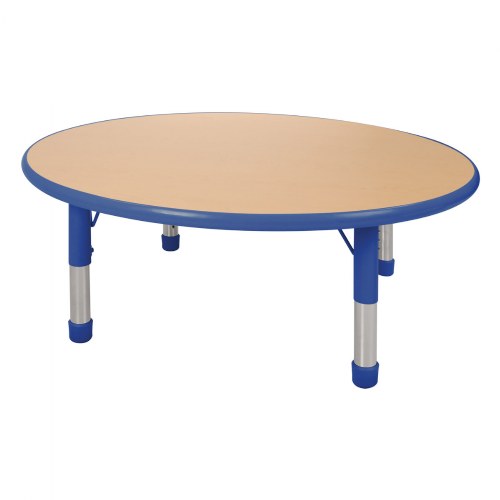 Nature Color Chunky 42" Round Toddler Table with 12" - 16" Adjustable Legs - Blue